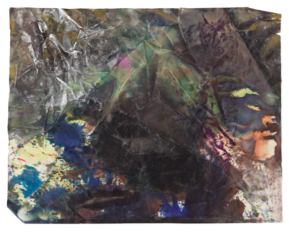 SAM GILLIAM (1933 -  ) Untitled (Abstraction with Silver).